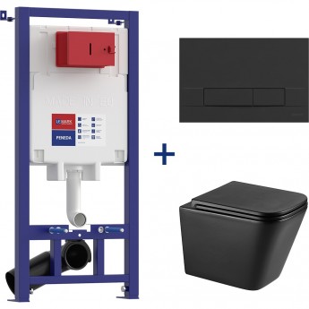 Сет: Инсталляция LEMARK PENEDA + кнопка смыва BIT чёрный матовый + унитаз FLOREX чёрный матовый