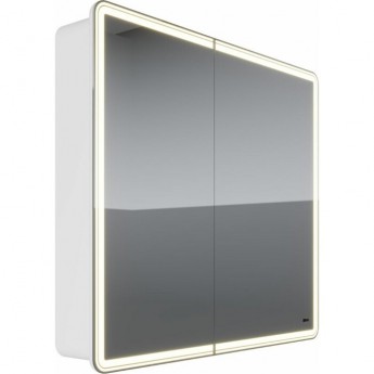 Шкаф зеркальный LEMARK ELEMENT 90х80 см с подсветкой, с розеткой, белый глянец